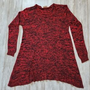 Bobbie & Brooks Red Black Sweater Dress Long Sleeve Warm Soft Cozy Size 1X